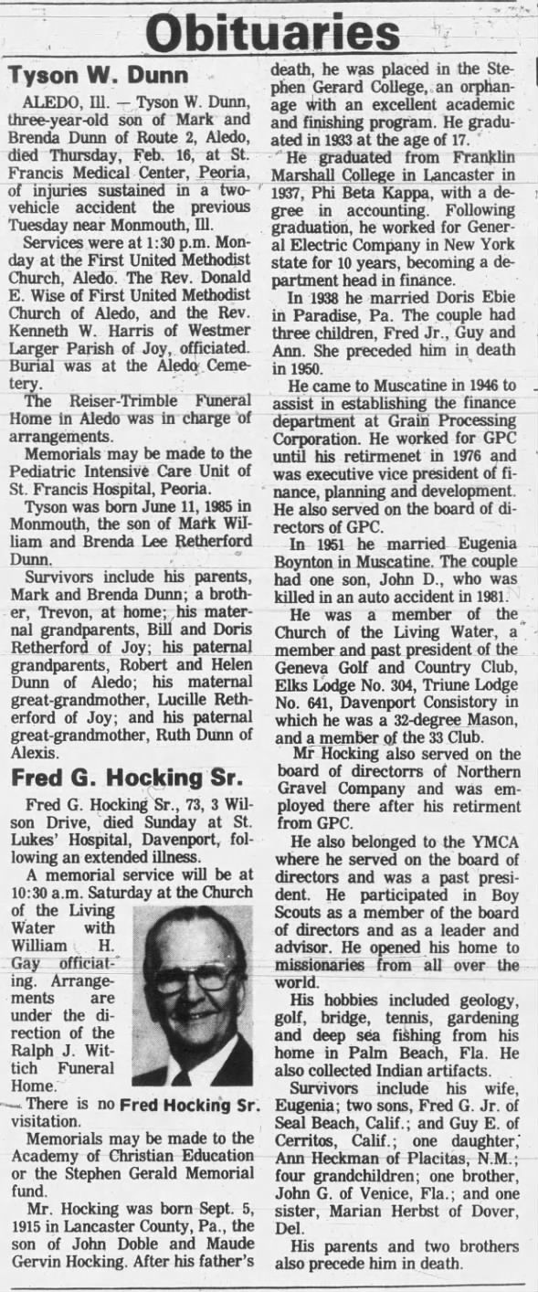 Clipping from The Muscatine Journal